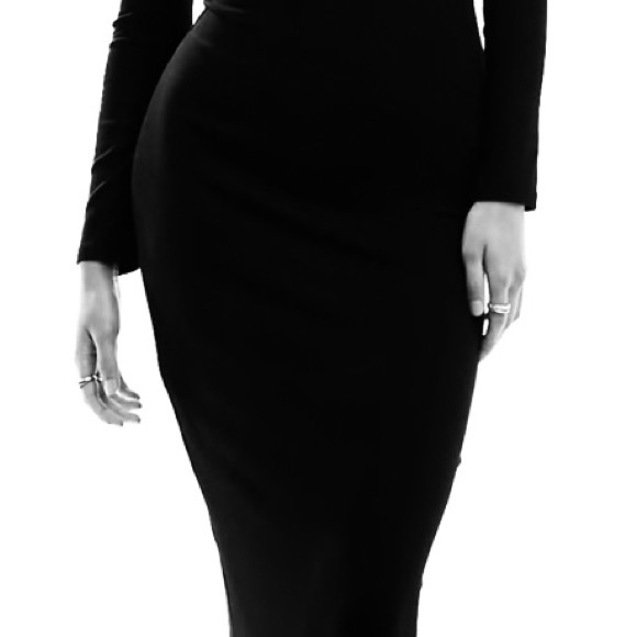 Elegant Off Shoulder Black Long Sleeve Dress - Picture 1 of 2